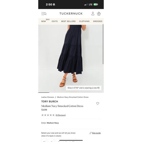 TUCKERNUCK Tory Burch Navy Maxi Dress XL Puff Sleeve Tiered Quiet Luxury NWOT - Picture 9 of 15